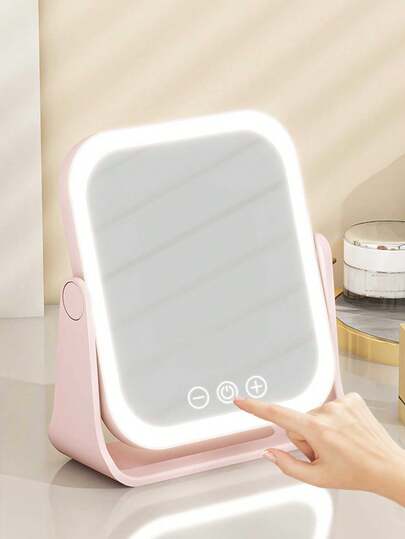 Foldable LED Makeup Mirror With Lights, Portable, Compact, Suitable For Students Dorm, Tabletop, High Definition, Smart