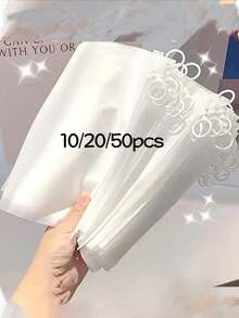 5个/10个装透明磨砂拉环袋，内衣拉链袋，化妆品收纳袋，文具办公收纳袋，旅行收纳袋 - 白色 - 查看 3