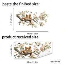 1片可移除自粘松鼠攀爬树枝墙贴，适用于客厅、卧室墙面装饰 - 彩色 - 查看 3