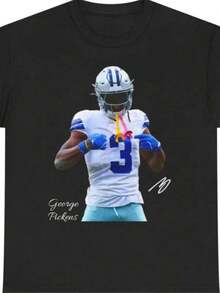 T-Shirts For Couples.George Pickens T Shirt Autograph Edition - 黑色 - 查看 1