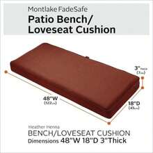 Classic Accessories Montlake - Cojín para bancos de patio (42 x 18 x 3 pulgadas, resistente agua), color azul(jaspeado henna 48 in W x 18 in D x 3 in T) - Multicolor - Ver 3