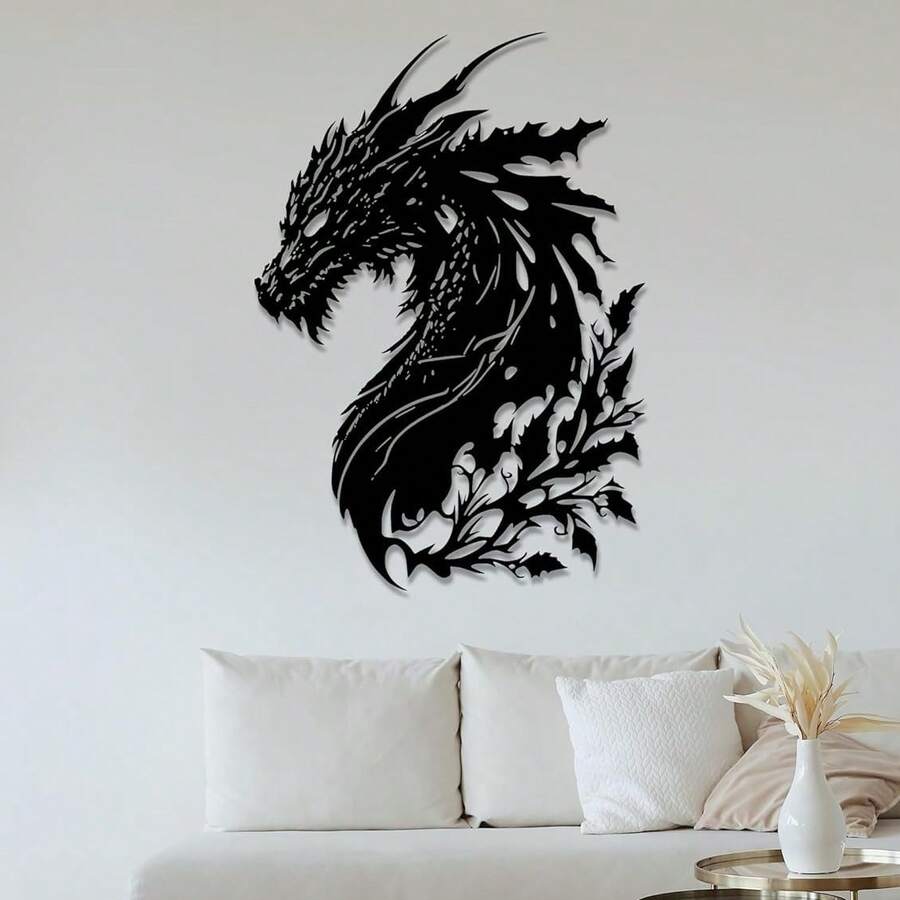 Impresionante decoración de pared con cabeza de dragón de metal - Ideal para la decoración del hogar, la sala de estar, el dormitorio y los espacios al aire libre - Regalo perfecto para el día de la inauguración de la casa o las fiestas