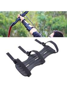 可调节黑色射箭护臂 - 耐用PU材质，舒适贴合，配有安全带，有效保护前臂，是狩猎和射击练习的理想选择，射箭配件 - 黑色 - 查看 3