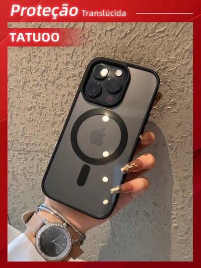 1 Peça Capa de Carregamento Sem Fio Magnética, Capa Acrílica Dura Transparente, Compatível Com 16e/16/16Pro/16ProMax/15/14/13/12/11, Compatível com Samsung /S25Ultra/S25Plus/S25/S23 Ultra/S23 FE/S24 Ultra/24FE