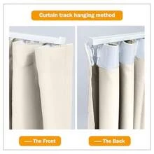 Room Divider Curtains Blackout Ceiling Track Curtain With Hook Wall Mount Sliding Door Curtains Ceiling Mount Extra Wide Curtain Wall Divider For Room Separation Beige W100 X H84 Inch - Beige - View 5