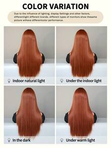 Elegant-26 Inch Rust Brown Wigs For Women, Long Straight Wigs With Bangs, High Quality Soft Synthetic Fiber Wigs For Women Daily Wear, Festival Ready Party Use, Perfect Gift - Beginners Glueless Wig Accessories - 鏽棕色 - 查看 7