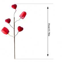 1/3 Bunch Artificial Red Berries Sprig, Heart-Shaped Berries, Suitable For Valentine's Day, Mother's Day, Christmas, Wedding And Proposal (Vase Not Included)