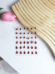 White Teardrop-Shaped Shiny Drill Bit Stickers, Teardrop Flat-Bottomed Diamonds, Sparkling Water Diamonds, Facial Micro-Light Glitter Temporary Tattoo Stickers, White, Blue And Red Crystal Diamond Teardrop-Shaped Stickers, Self-Adhesive, Eye And Face Decoration - Multicolor - View 10