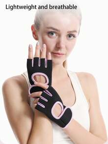 1 Pair Unisex Breathable Fitness Workout Gloves, Suitable For Basketball, Dumbbell, Weightlifting Training, Pull-Up Bar, Cycling, Half Finger Anti-Slip Sports Gloves, Women Gym Gloves, Gym Accessories, Workout, Fitness, Home Exercise - Multicolor - View 4