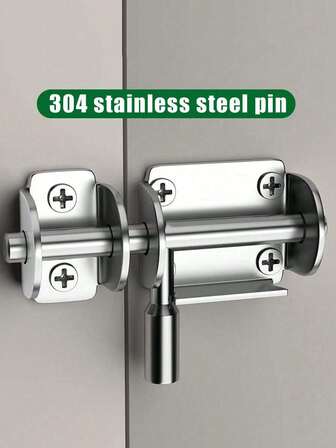 Dörrlås i rostfritt stål utan borrning, lämplig för badrum, vintage förtjockat ytmonterat dörrlås, stöldskyddande dörr- och fönsterlås