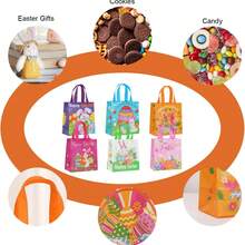 24pcs/12pcs/6pcs/3pcs Rabbit Themed Paper Bags With Handles, Reusable Non-Woven Fabric Bags, Easter Party Supplies, Birthday Party Gifts And Packaging - Multicolor - View 4