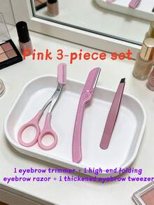 三件套多功能修眉工具套装，包含修眉刀、去角质磨砂膏、镊子和剪刀，男女通用，价格实惠，适用于化妆、家居装饰、梳妆台、旅行、卧室等多种场合，也是绝佳的化妆品、化妆工具、礼物、女士礼物和圣诞礼物。 - 彩色 - 查看 10
