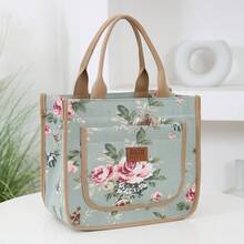Túi tote vải canvas in họa tiết mới, được làm từ chất liệu vải dày dặn, phù hợp cho việc đi làm và mang theo hàng ngày. Có khóa kéo và túi phía trước, có thể dùng như túi xách tay hoặc túi đựng tã. - màu xanh lá - Xem 10