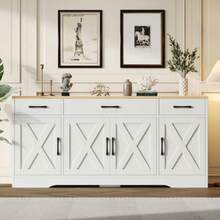 Modern White Sideboards, Multifunctional Functions In Wood, Wohnzimmer-Esszimmerschrank, White Sideboards With Decoration - 白色 - 查看 5