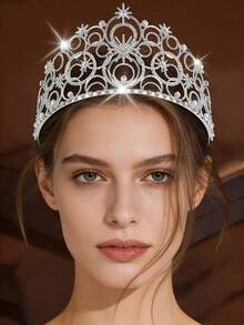 1pc Fashionable & Elegant Christmas Birthday Party Crown - 4367 Silver - View 1