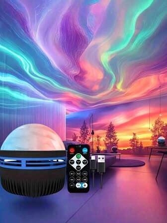 1pc LED Creative Northern Lights Projection Light, Colorful Dynamic Lighting Effects, Milky Way Starry Atmosphere Light, USB Powered, Couples Holiday Gift, Family Gathering, Event Decorative Light, Suitable For Bedroom, Living Room, Game Room, Party, Birthday