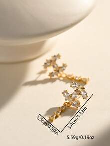 Pendientes de cobre chapados en oro de 18K, elegantes y lindos, aptos para uso diario y reuniones - Dorado - Ver 4