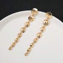 New European & American Style Long Gold Tassel Earrings, Luxurious Minimalist Design, Versatile For Work And Daily Wear, Elegant Women Earrings