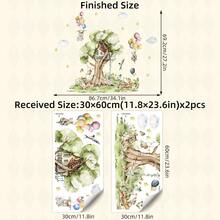 BRUP 1/2/3 Blatt/Set (Große Größe) Wald Tier Wandaufkleber mit Kiefer Baum und süßen Tieren, abnehmbare Tier Aufkleber zum Aufkleben für Badezimmer, Wohnzimmer, Kinderzimmer, Babyzimmer Dekoration, verspieltes Waldthema Kunst - Verschiedenfarbig - Übersicht 13
