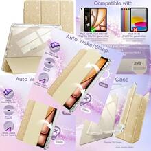 funda para tabletaJETech Funda itter para iPad Air 11 Pulgadas M3/M2 2025/2024 iPad Air 5/4 (2022/2020 5th/4th) con Soporte para Pencil Carcasa Lindo Sparkly Slim para s y Niñas (Oro) - Aire - Ver 1