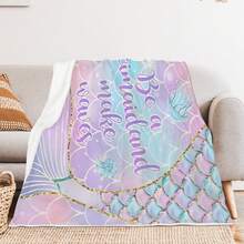 Be a mermaid and make waves Meerjungfrau Decke Weihnachten Cartoon Kuscheldecke Warm Weich Geschenk für Kinder Erwachsene Bestseller Gemütliche Sofadecke Super Soft Flauschig Perfekt für Winter Geschenkidee - Verschiedenfarbig - Übersicht 6