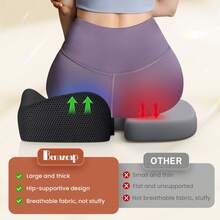 Memory Foam Seat Cushion For Office Chair, Ergonomic Chair Cushions For Sciatica & Back Support, Office Chair Cushion & Car Seat Cushion - 黑色 - 查看 2