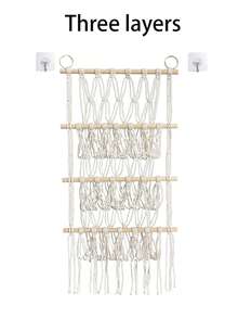 1个波西米亚风吊床收纳网，带挂钩的角落悬挂网架，毛绒收纳网吊床，毛绒玩具网或吊床，蕾丝收纳整理架，毛绒玩具角落悬挂网架，网状吊床毛绒悬挂收纳架，游戏室悬挂收纳架 - 彩色 - 查看 12