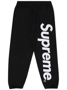 Supreme Satin Applique Hooded Sweatshirt FW24 | Authentic Designer Premium Heavyweight Crossgrain Fleece Hoodie | Essential Streetwear Collector's Luxury Layering Outerwear Pants Set Black - Quần nỉ đen - Xem 5