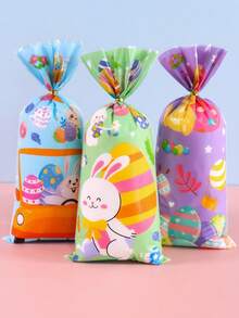 25/50/100 chiếc túi quà bằng nhựa họa tiết thỏ và trứng Phục Sinh, lý tưởng để trang trí lễ Phục Sinh, làm quà tặng tiệc tùng, gói quà, đựng trang sức, đồ dùng cho tiệc mùa xuân/hè. - Nhiều màu - Xem 3