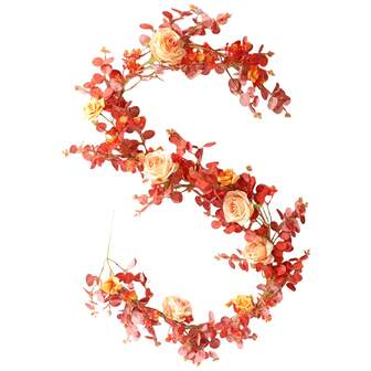 1 pieza de 180cm de tela de seda naranja con vid de caléndula y gipsófila, decoración del hogar para otoño, Acción de Gracias y Halloween, adecuada para fiestas y bodas