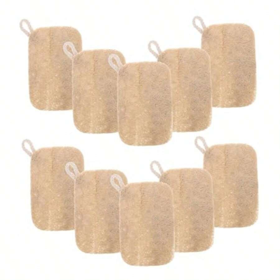 10 Piezas Paquete Esponjas Natural para Lavar Trastes Esponja Vegetal Cepillo para Cocina Multiusos y Biodegradable Limpieza y Reutilizable - Caqui - Ver 1