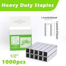 Heavy-Duty Stapler Kit, Three Sizes Of Staples, 1000 Pcs/Pack, Suitable For Staple Guns, Including Door Staples 5/16", U-Type Staples 1/2", T-Type Staples 3/8"