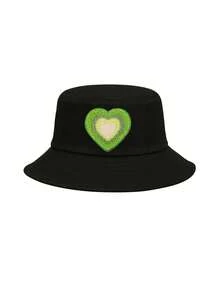 1 Stück Kinder Rosa/Schwarz Farbverlauf Herz Muster Fischerhut, süß & modisch, leichter Sonnenschutz, geeignet für Frühling/Sommer, praktisches Geschenk für Geburtstag, Feiertage, Jungen & Mädchen - Verschiedenfarbig - Übersicht 25