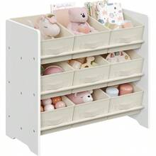 Garage Integrated Storage RacksSONGMICS Estantería Infantil para Juguetes Organizador Infantil 29.5 x 62.5 x 60 cm 9 Cajas de Almacenamiento no Tejidas Blanco Nube MGKR033W10 - BlancoNube - Ver 1