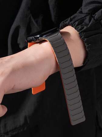 Magnetic Watchband Compatible With Apple Watch Band 49mm 46mm 45mm 44mm 42mm 41mm 40mm 38mm Thin Silicone Replacement Wristband Strong Magnet Link For I Watch SE SE2& Series 10/9/8/7/6/5/4 Ultra 2