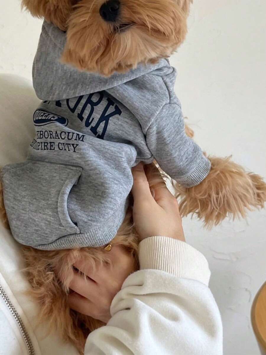 印花狗狗连帽衫和卫衣，小型和中型犬保暖服装，吉娃娃外套，幼犬套装，猫咪服装 - 彩色 - 查看 1