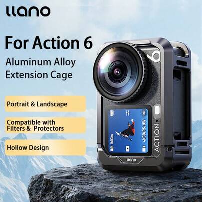 Llano All-Metal Action Camera Cage For Osmo Action 6 Sport Action Camera Mounting Cage Camera Accessories Protective Case