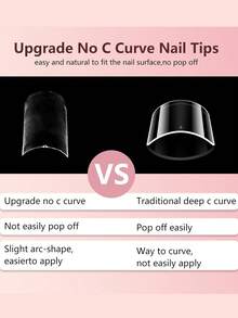 240pcs C-Curve Transparent Nail Tips, Suitable For Acrylic Nails, Professional 3XL Extra Long Square Nail Tips, Half-Cover Straight Cone-Shaped French Fake Nails, Suitable For Nail Salons And DIY Home Use Nail Supplies - Multicolor - View 4
