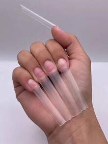 240pcs C-Curve Transparent Nail Tips, Suitable For Acrylic Nails, Professional 3XL Extra Long Square Nail Tips, Half-Cover Straight Cone-Shaped French Fake Nails, Suitable For Nail Salons And DIY Home Use Nail Supplies - Multicolor - View 8