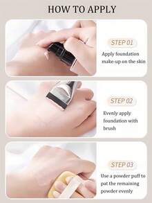 3pcs/1pc Makeup Brush Set, Including Powder Brush, Angled Makeup Sponge, Triangle Powder Puff,Liquid Foundation Mixing Tools, Foundation Brush Set For Liquid Makeup, Professional Kabuki Foundation Brush Set For Blending Liquid Cream, Cosmetic Polishing Spot Foundation Brush For Daily Face Foundation Base,For Beginner,For Professional,For Portable Makeup Brush Set - Silver - View 4