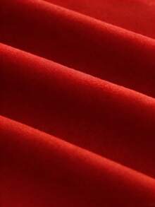 女士纯色无袖迷你连衣裙+前系带PU装饰两件套，纯色优雅打结荷叶边夏季 - 紅色 - 查看 3