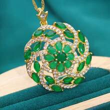 قلادة بندانت مطلية بالذهب عيار 18 قيراط ذات تصميم كلاسيكي وأنيق مرصعة بزركونيا ملونة، صناعة تقليدية، مناسبة للارتداء اليومي والحفلات وهدايا عيد الميلاد، مجوهرات متعددة الاستخدامات لجميع المواسم