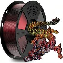 Silk Metallic Silver PLA 3D Printer Filament 1kg Spool 1.75mm Dimensional Accuracy +-0.03mm 1080 Feet Per Roll Vacuum Packaging - 三色紅金黑 - 查看 1