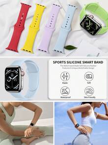 St.siabe Correa de reloj deportivo compatible para Apple Watch de 38 mm, 40 mm, 41 mm, 42 mm, 44 mm, 45 mm, 49 mm, correa de repuesto de silicona suave compatible con la serie 8/7/6/5/4/3/2/1 - Amarillo - Ver 2