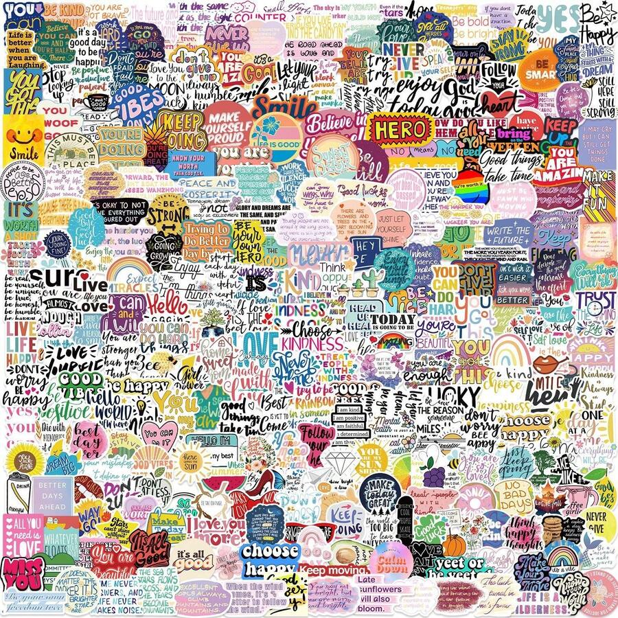 312PCS Positive Affirmation Stickers Kawaii Harajuku Skateboard Graffiti Decals Luggage Suitcase Bike Gift Phone Bike Sticker Self Affirmation Encouragement Slogans Graffiti Sticker - 1 Set - View 1