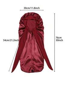 Nunify Long Satin Silk Sleep Cap, Women's Sleeping Cap, Silky Drawstring Sleep Hat, Suitable Braids And Curly Hair, Plus Size Satin Sleep Cap With Elastic Drawstring - màu đen - Xem 5