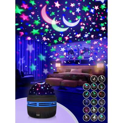 1 个 USB 供电星夜灯投影仪 - 自动旋转、变色 LED 灯，适用于卧室、游戏室、家庭影院装饰 - 圣诞节和新年的完美礼物