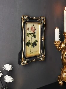 1个复古欧式3D花卉图案相框，室内温馨家居装饰照片展示框，可横竖使用，适用于家居墙面、橱柜、节日和派对装饰 - 黑色 - 查看 7