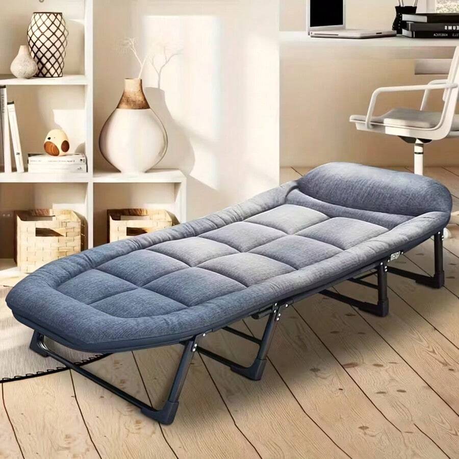 6-Adjustable Folding Camping Bed With Comfortable Mattress, Portable Bed Suitable For Camping, Travel, Room, Office, Home Nap (70.8 Inches)