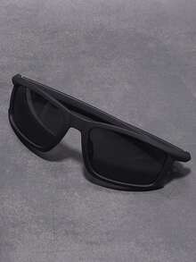 1pc Men's Small Frame Solid Color Casual Eyeglasses, European And American Style - Black - View 2